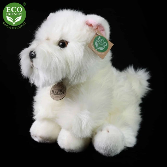 Plush dog West Highland White Terrier sitting 30 cm