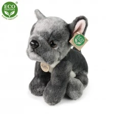 Plush Dog Gray French Bulldog sitting 26 cm.