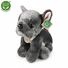 Plush Dog Gray French Bulldog sitting 26 cm.