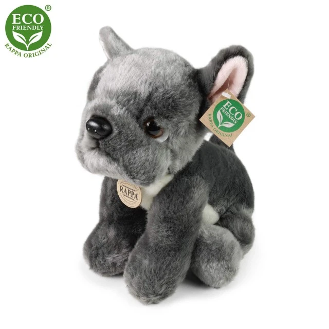 Plush Dog Gray French Bulldog sitting 26 cm.