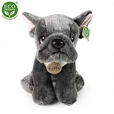 Plush Dog Gray French Bulldog sitting 26 cm.