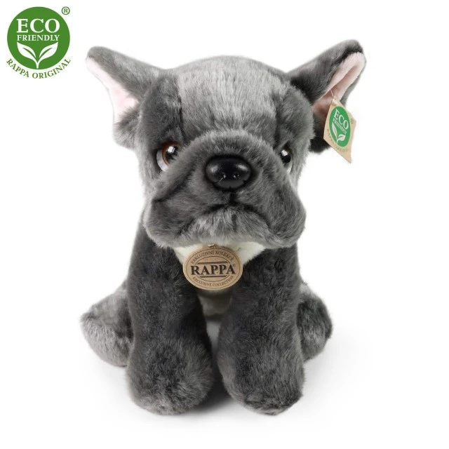 Plush Dog Gray French Bulldog sitting 26 cm.