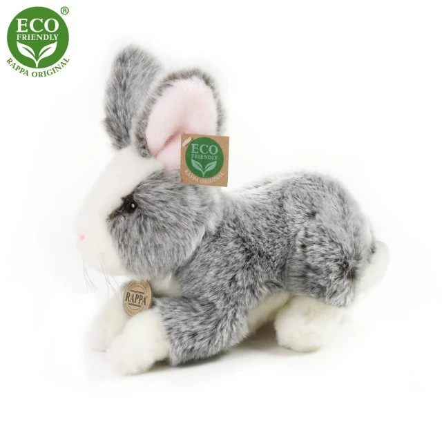 Plush Gray bunny with pink ears standing 23 cm.
