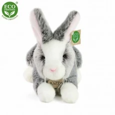 Plush Gray bunny with pink ears standing 23 cm.