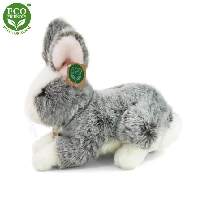 Plush Gray bunny with pink ears standing 23 cm.