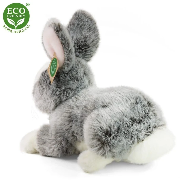 Plush Gray bunny with pink ears standing 23 cm.