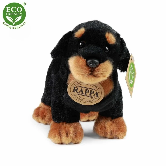 Plush Rottweiler standing 18 cm.