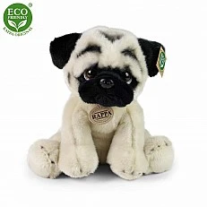 Plush sitting pug dog 30 cm.