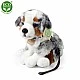 Plush Australian Shepherd with leash sitting 27 cm.