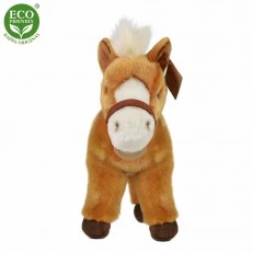 Plush Brown horse with reins standing 30 cm.
