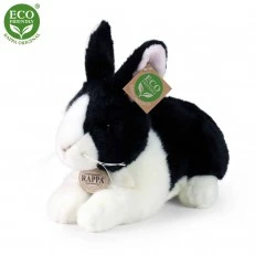 Plush Black and white bunny standing 25 cm.