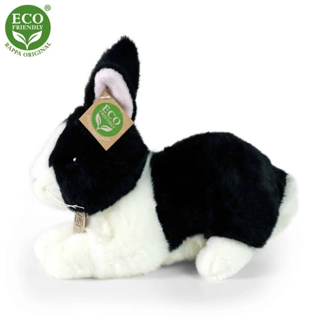 Plush Black and white bunny standing 25 cm.