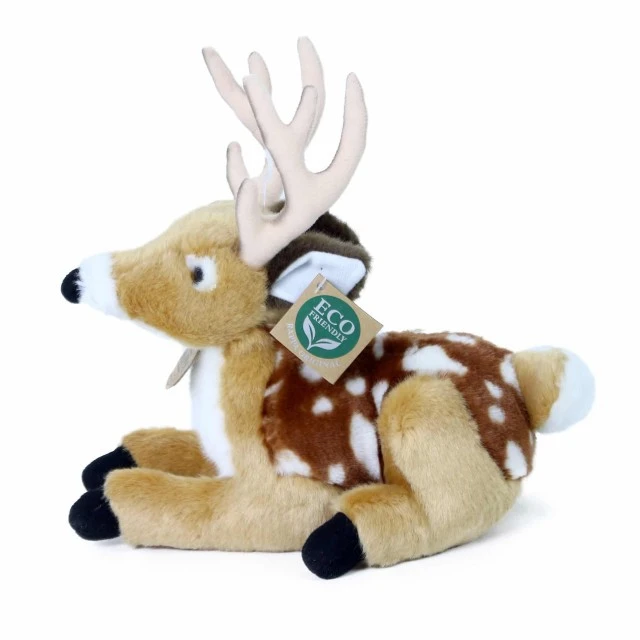 Plush Deer with antlers lying down 21 cm.