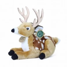 Plush Deer with antlers lying down 21 cm.