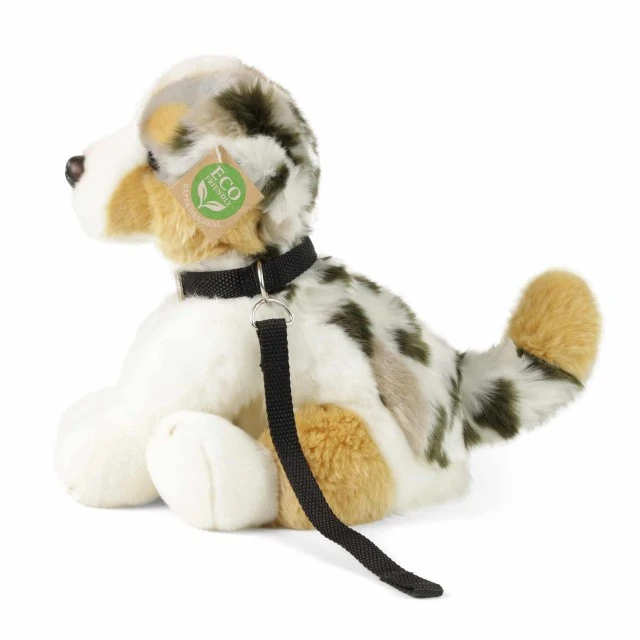 Plush Dog Australian Shepherd with a leash 28 cm sitting