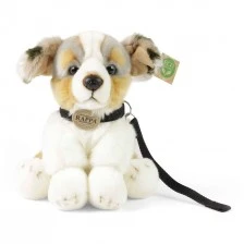 Plush Dog Australian Shepherd with a leash 28 cm sitting