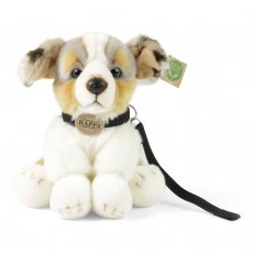 Plush Dog Australian Shepherd with a leash 28 cm sitting