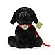 Plush Dog Black Labrador with a leash 28 cm sitting