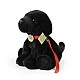 Plush Dog Black Labrador with a leash 28 cm sitting