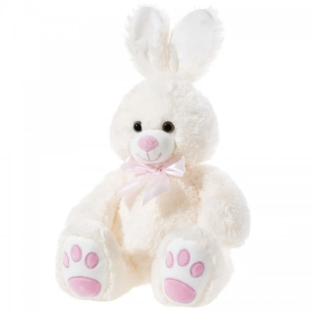 Plush bunny with pink ribbon 50 cm. gray