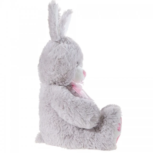 Plush bunny with pink ribbon 50 cm. gray