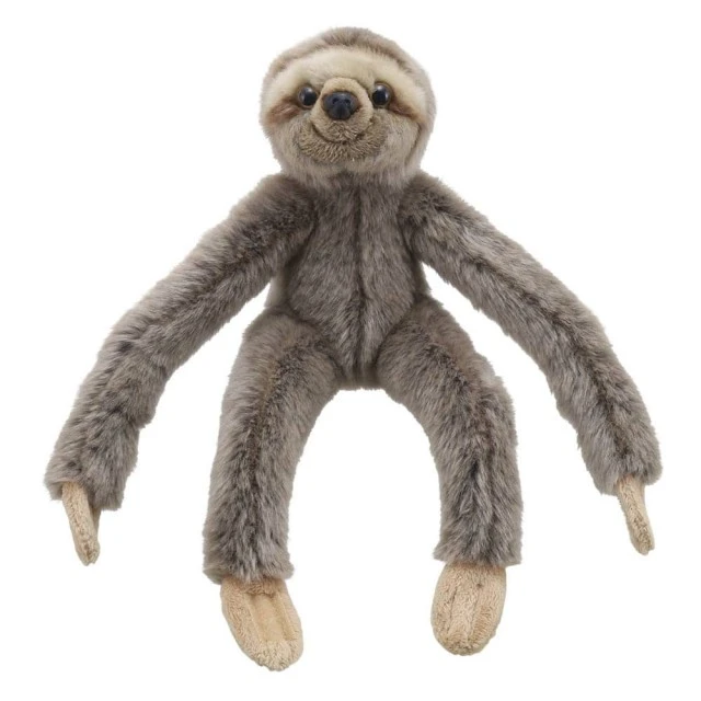 Plush sloth with velcro on the paws 30 cm.