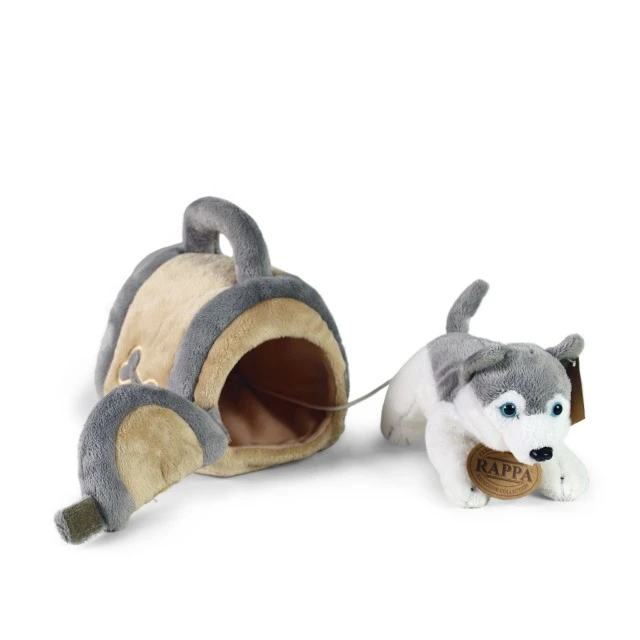 Plush Husky Dog with doghouse
