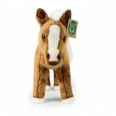 Plush Brown horse with white mane 23 cm. standing