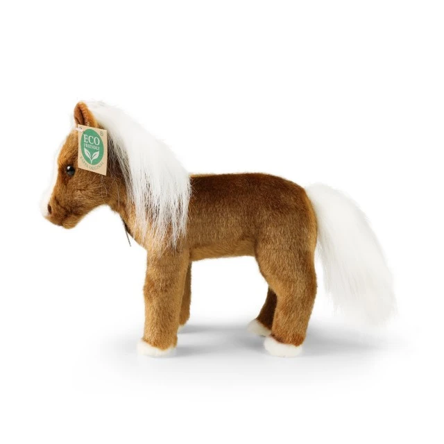Plush Brown horse with white mane 23 cm. standing