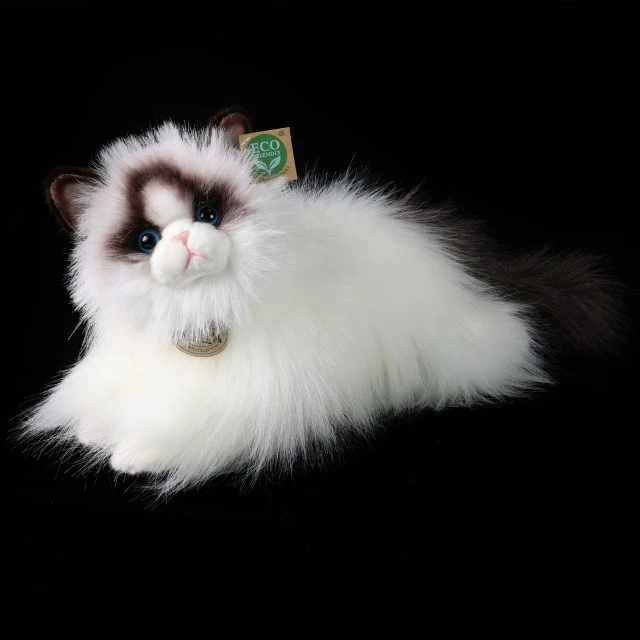 Plush Ragdoll Cat lying down 35 cm.