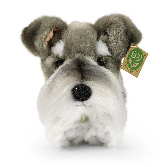 Eco plush toy Schnauzer dog lying down 28 cm.