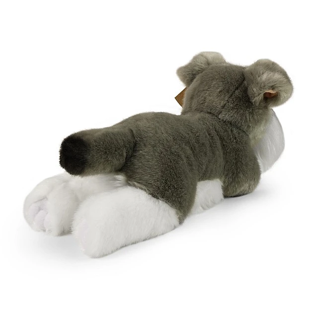 Eco plush toy Schnauzer dog lying down 28 cm.