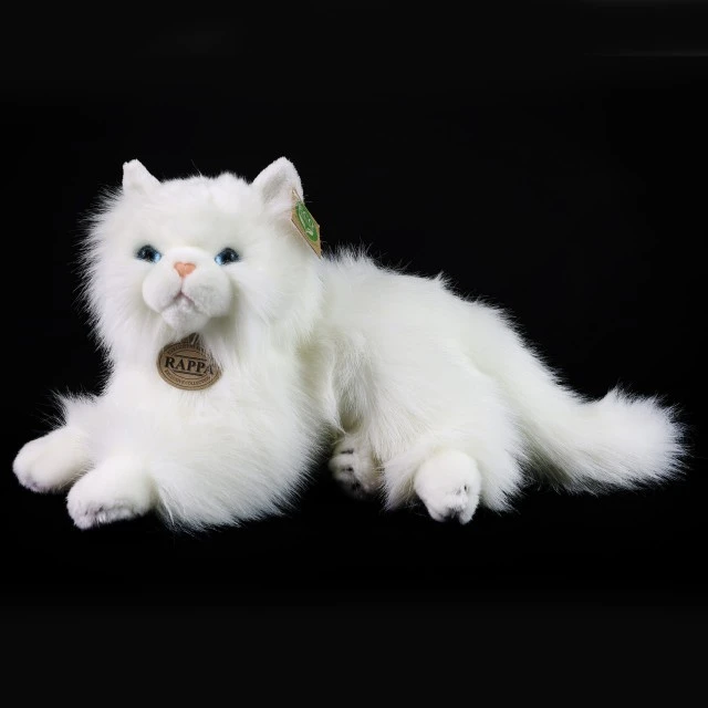 Plush White Persian Cat 30 cm. lying