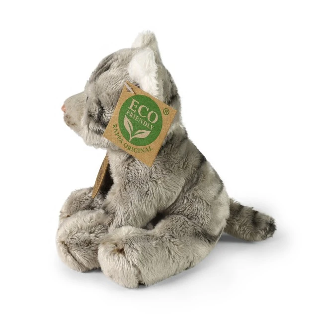 Plush kitten gray sitting 14 cm. Eco friends
