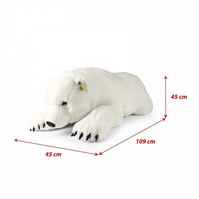 Large plush Polar Bear lying down 109 cm.