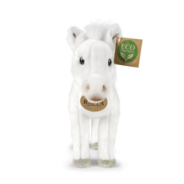 Plush White horse with white mane 24 cm. standing