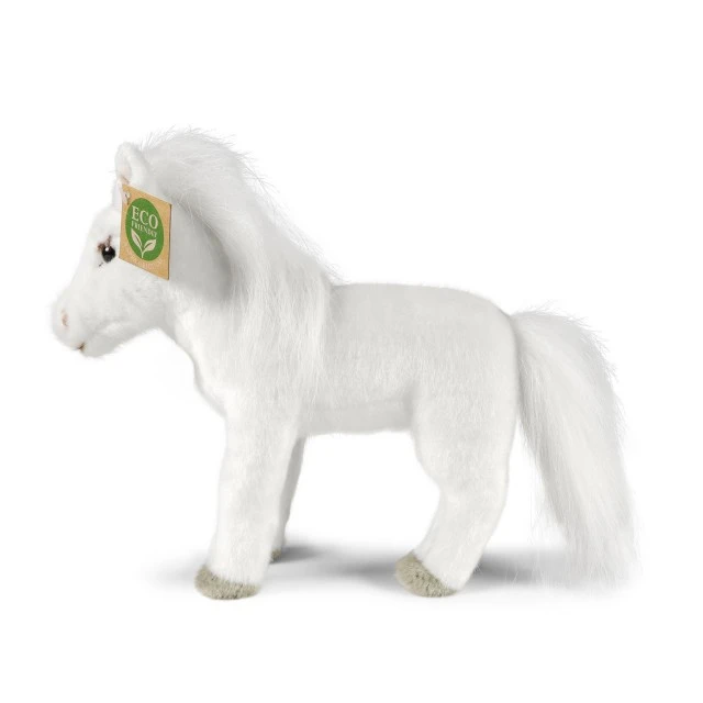 Plush White horse with white mane 24 cm. standing
