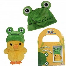 Set Frog Hat and Plush Toy Duckling with Frog Hat