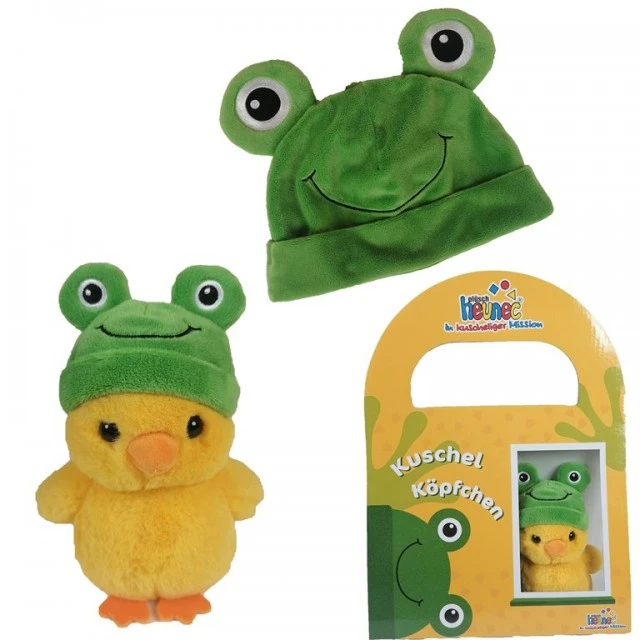 Set Frog Hat and Plush Toy Duckling with Frog Hat