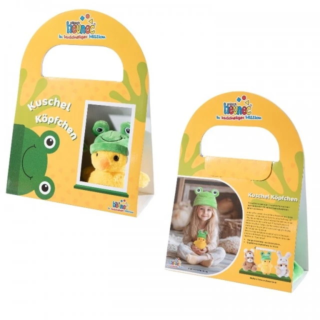 Set Frog Hat and Plush Toy Duckling with Frog Hat
