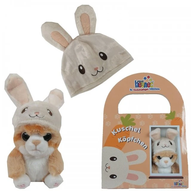 Bunny Hat and Kitten Plush Toy Set with Bunny Hat