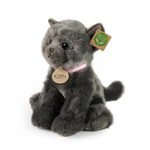 Plush British gray cat sitting 25 cm. Eco friends series