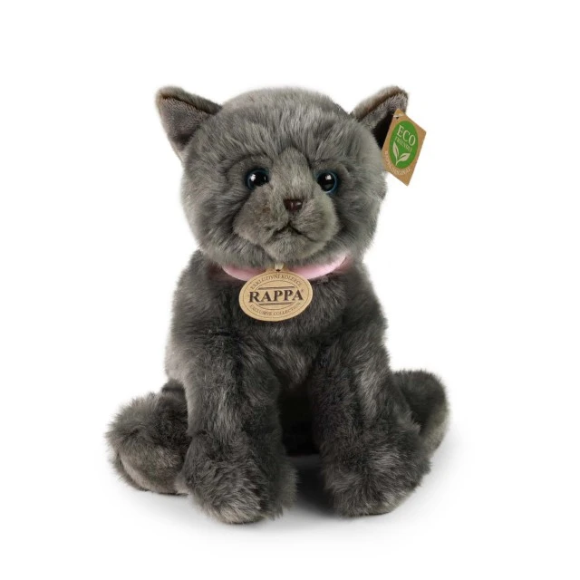 Plush British gray cat sitting 25 cm. Eco friends series