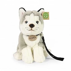 Plush Husky Dog with leash 28 cm. Eco friends series