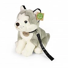 Plush Husky Dog with leash 28 cm. Eco friends series