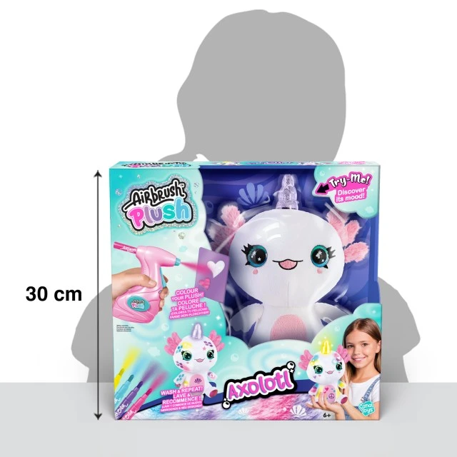 Creative set, Canal Toys, Plush toy for coloring, Axolotl with light-up horn