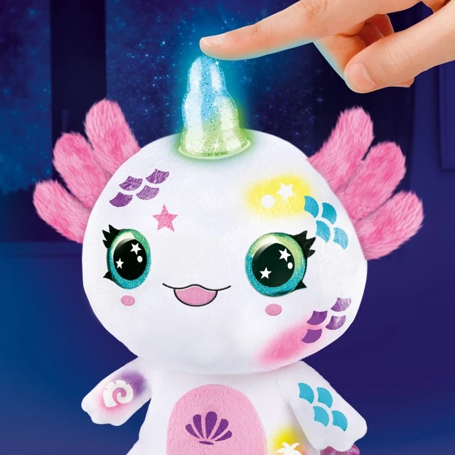 Creative set, Canal Toys, Plush toy for coloring, Axolotl with light-up horn