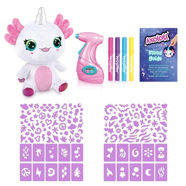 Creative set, Canal Toys, Plush toy for coloring, Axolotl with light-up horn
