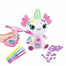 Creative set, Canal Toys, Plush toy for coloring, Axolotl with light-up horn