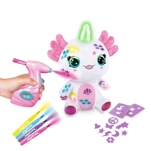 Creative set, Canal Toys, Plush toy for coloring, Axolotl with light-up horn
